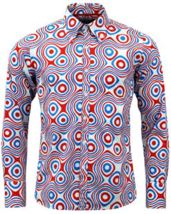 Trip Op Art Mod Big Collar Shirt