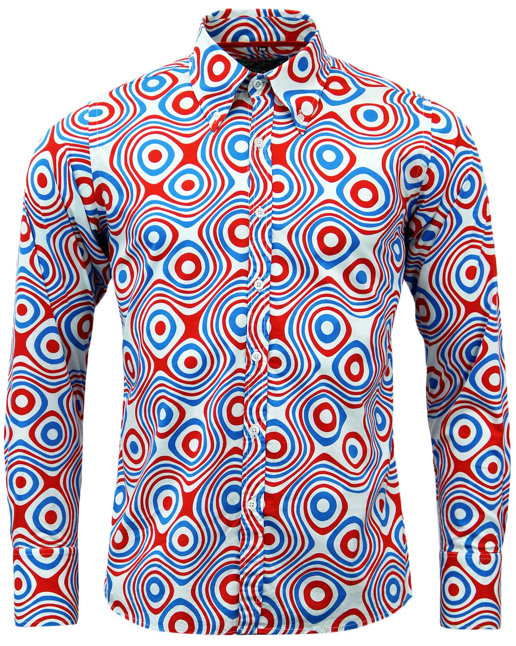 Trip Op Art Mod Big Collar Shirt BR - Image 4