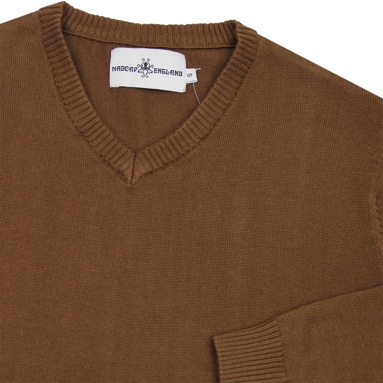 Redford 60s Mod V-Neck Jumper BISON - Image 5
