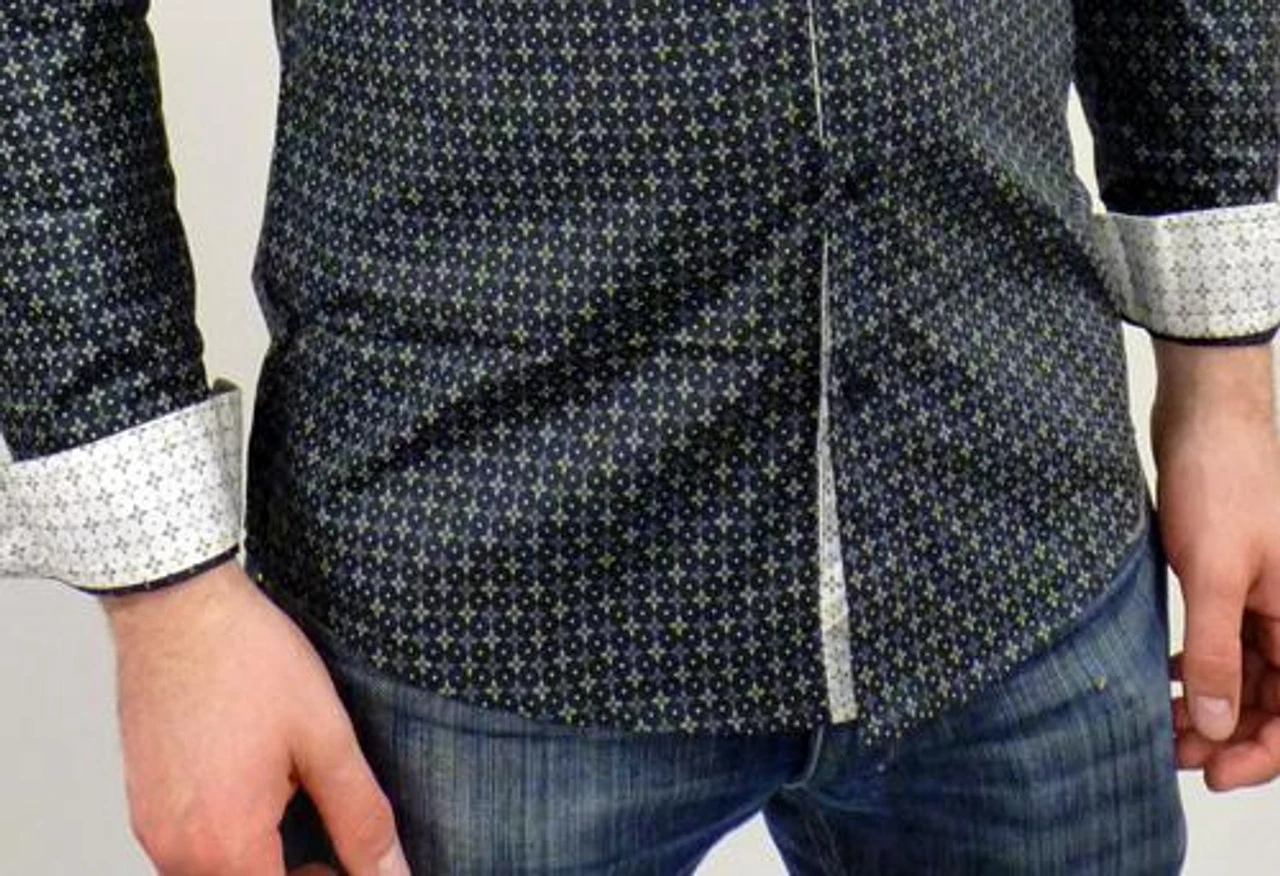 MADCAP 'Clapton' Mens Mod Round Collar Shirt (B) - Image 7