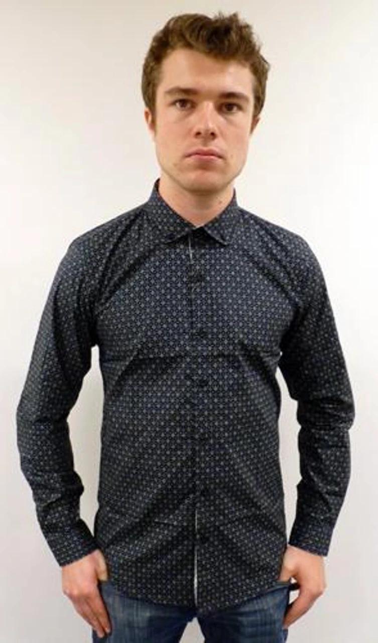 MADCAP 'Clapton' Mens Mod Round Collar Shirt (B) - Image 5