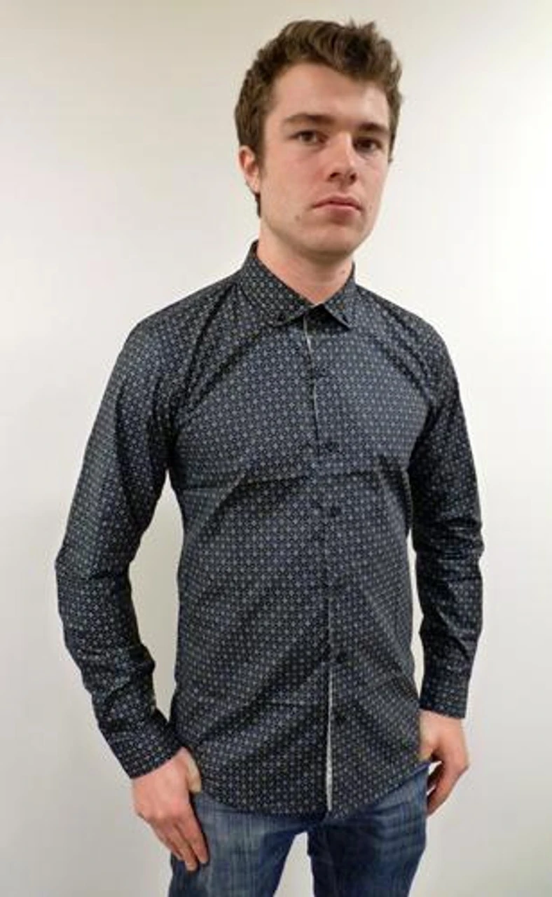 MADCAP 'Clapton' Mens Mod Round Collar Shirt (B) - Image 6