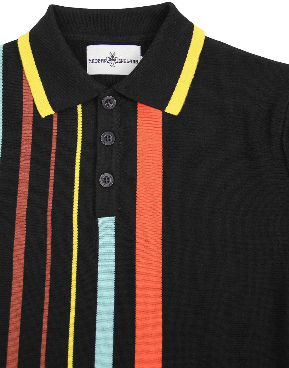 Bauhaus Mod Stripe Knit Polo BLACK - Image 5