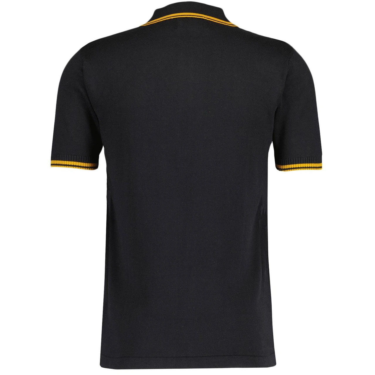 Empire Mod Big Collar Popcorn Waffle Polo In Black/Buckthorn - Image 2