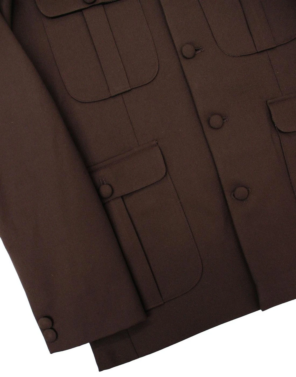 60s Mod Hopsack Safari Jacket BROWN - Image 4