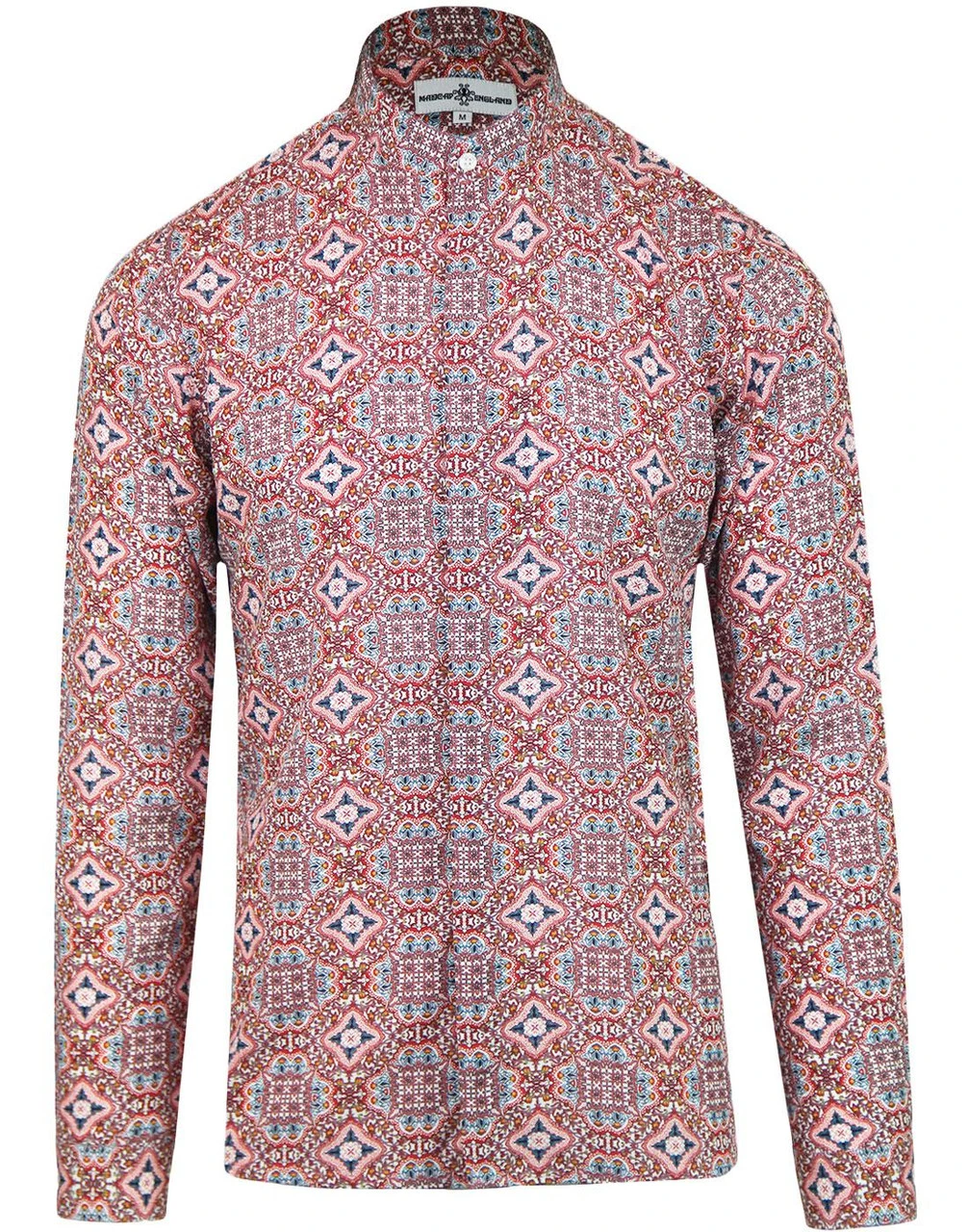 Lotus Floral Grandad Collar Shirt