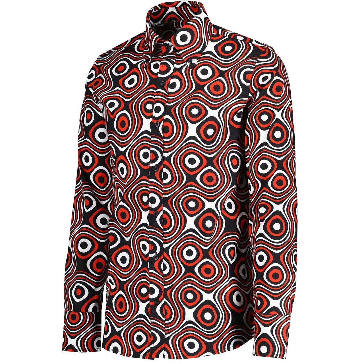 Trip Op Art Mod Big Collar Shirt BR