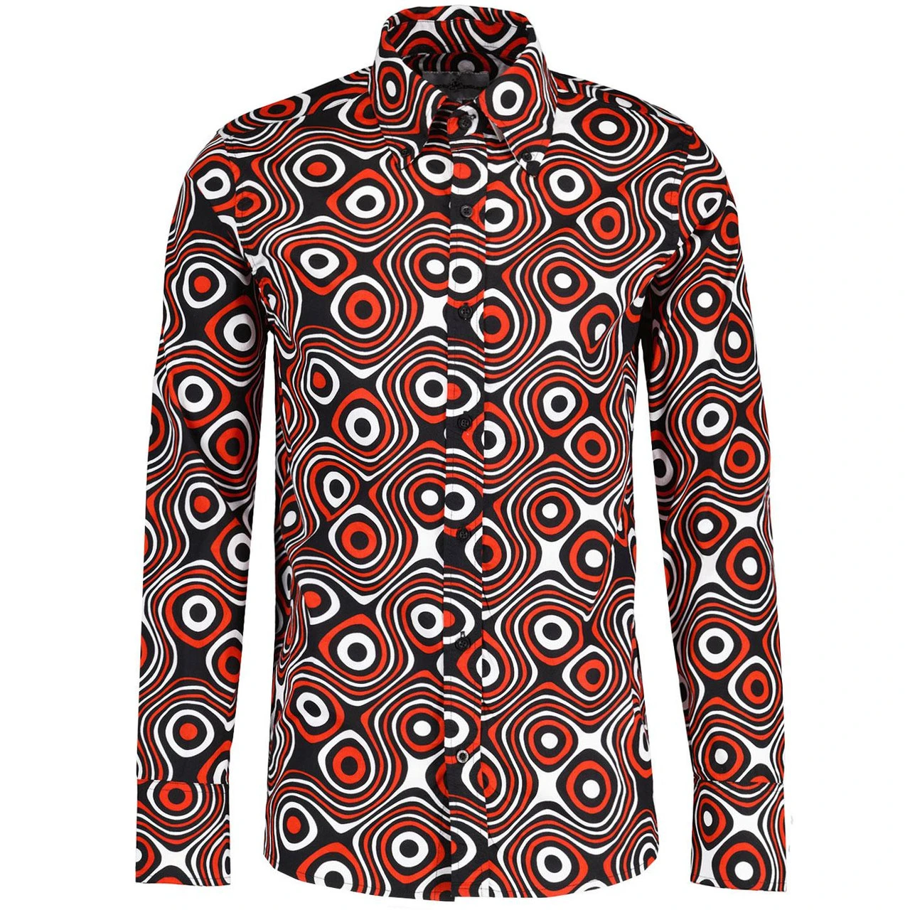 Trip Op Art Mod Big Collar Shirt BR - Image 5