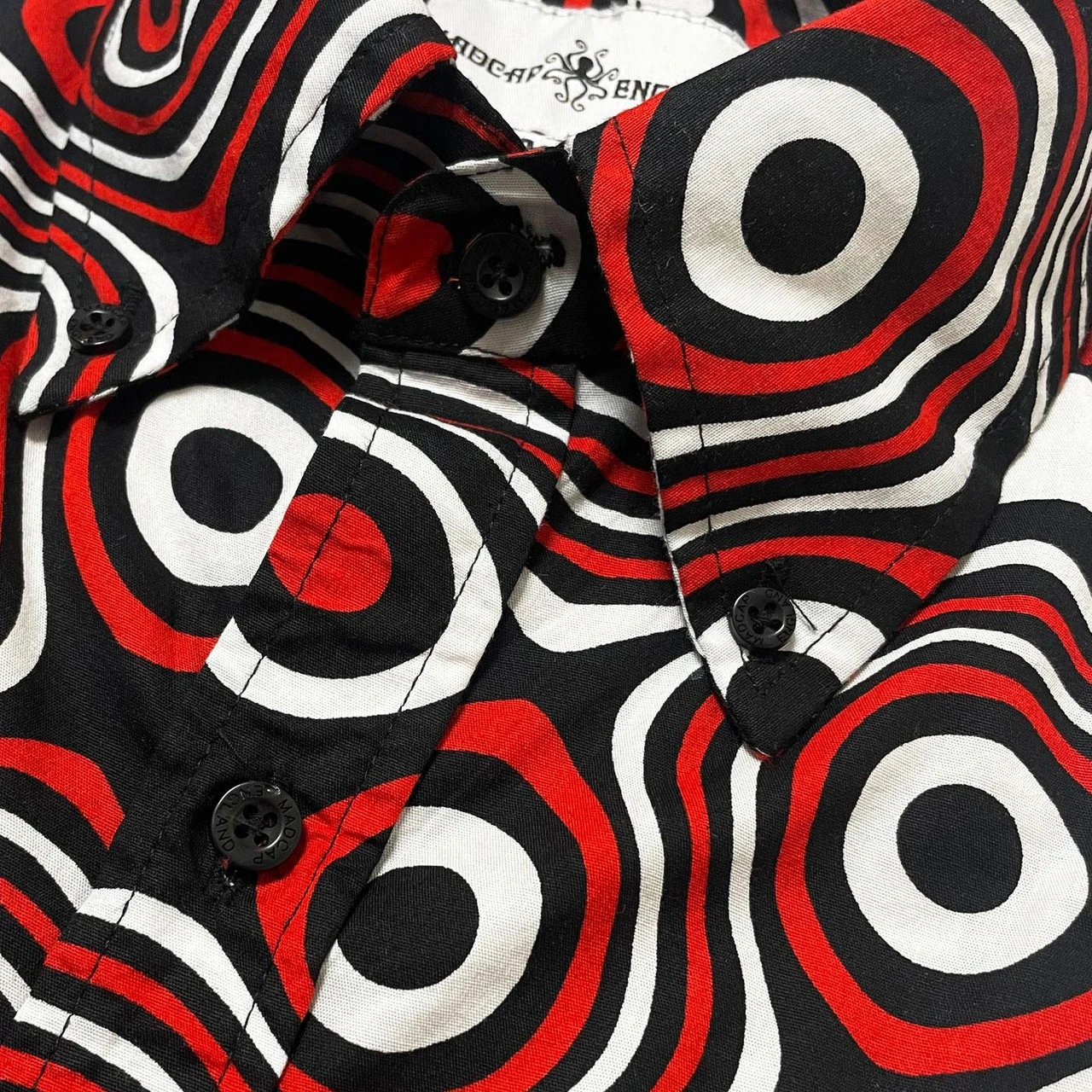 Trip Op Art Mod Big Collar Shirt BR - Image 9