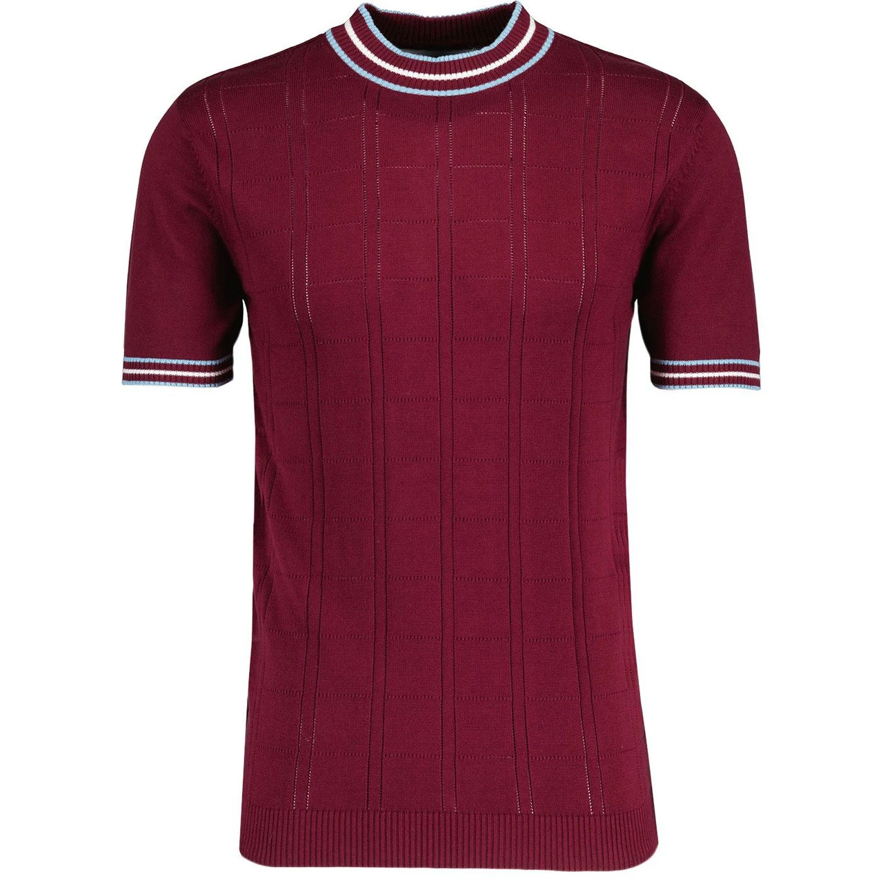 Wilson Pointelle Knit Mod Mock Turtleneck Tipped Tee In Zinfandel - Image 9