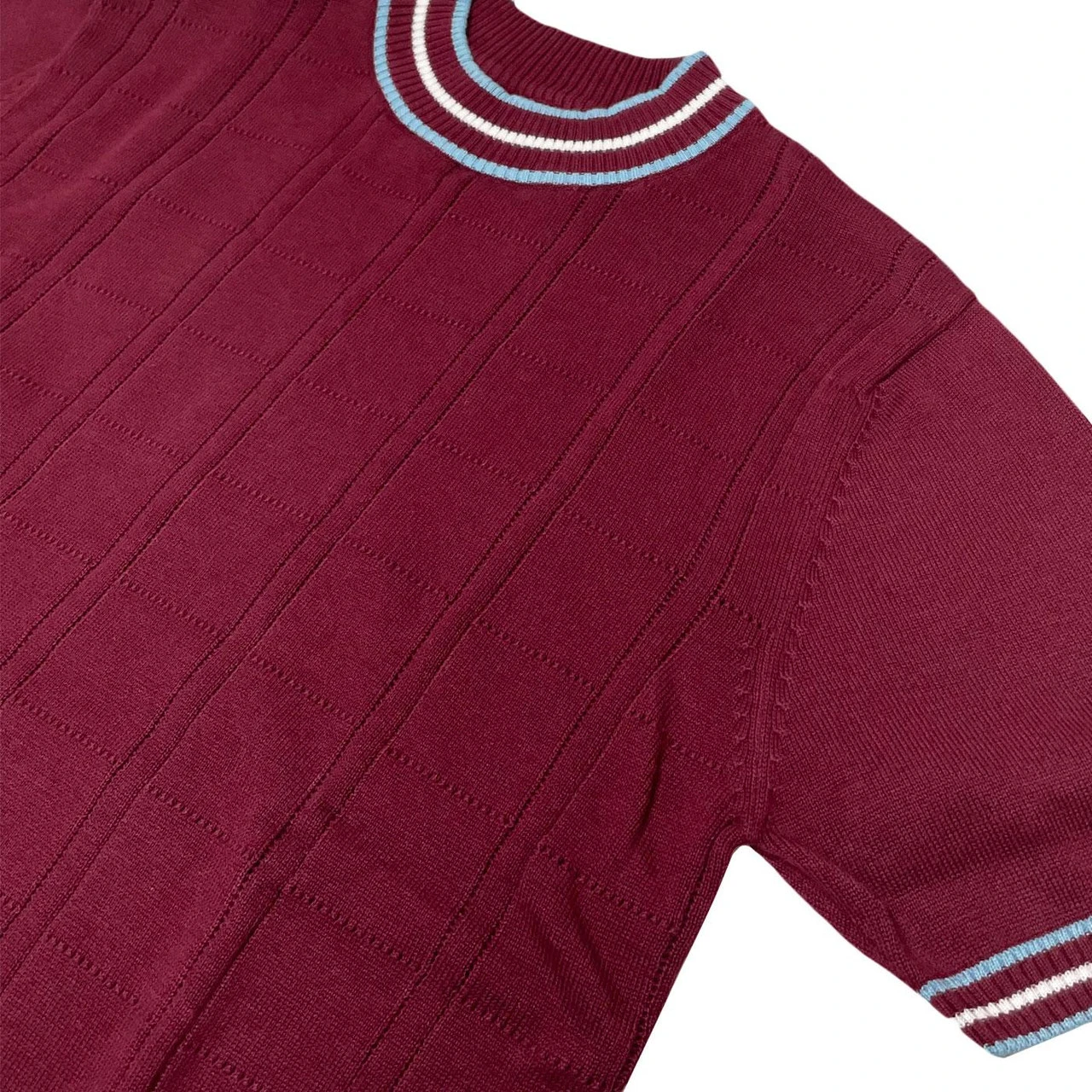 Wilson Pointelle Knit Mod Mock Turtleneck Tipped Tee In Zinfandel - Image 4