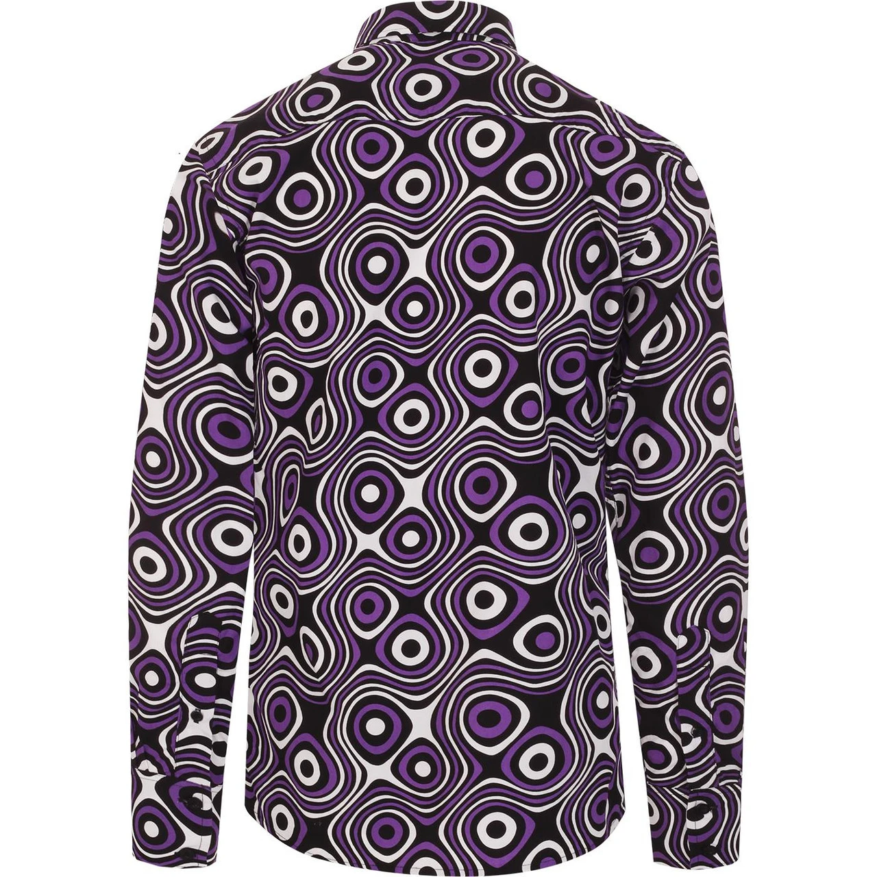 Trip Op Art Mod Big Collar Shirt BR - Image 8