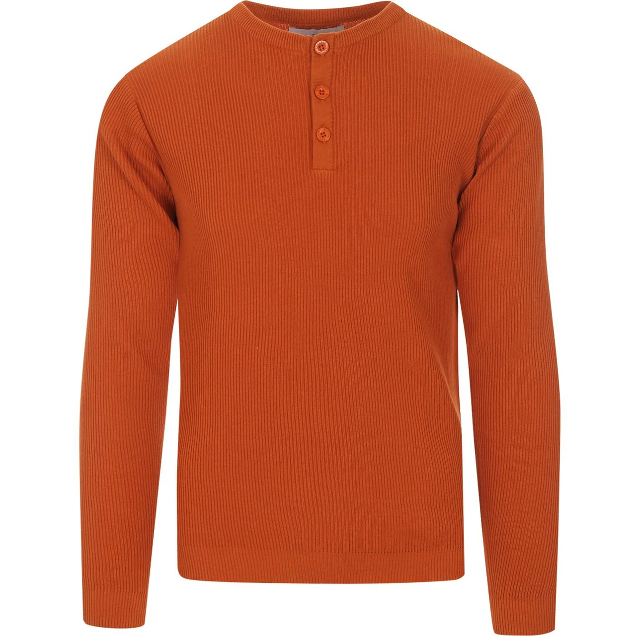 Caine Ribbed Grandad Top (Rust) - Image 18