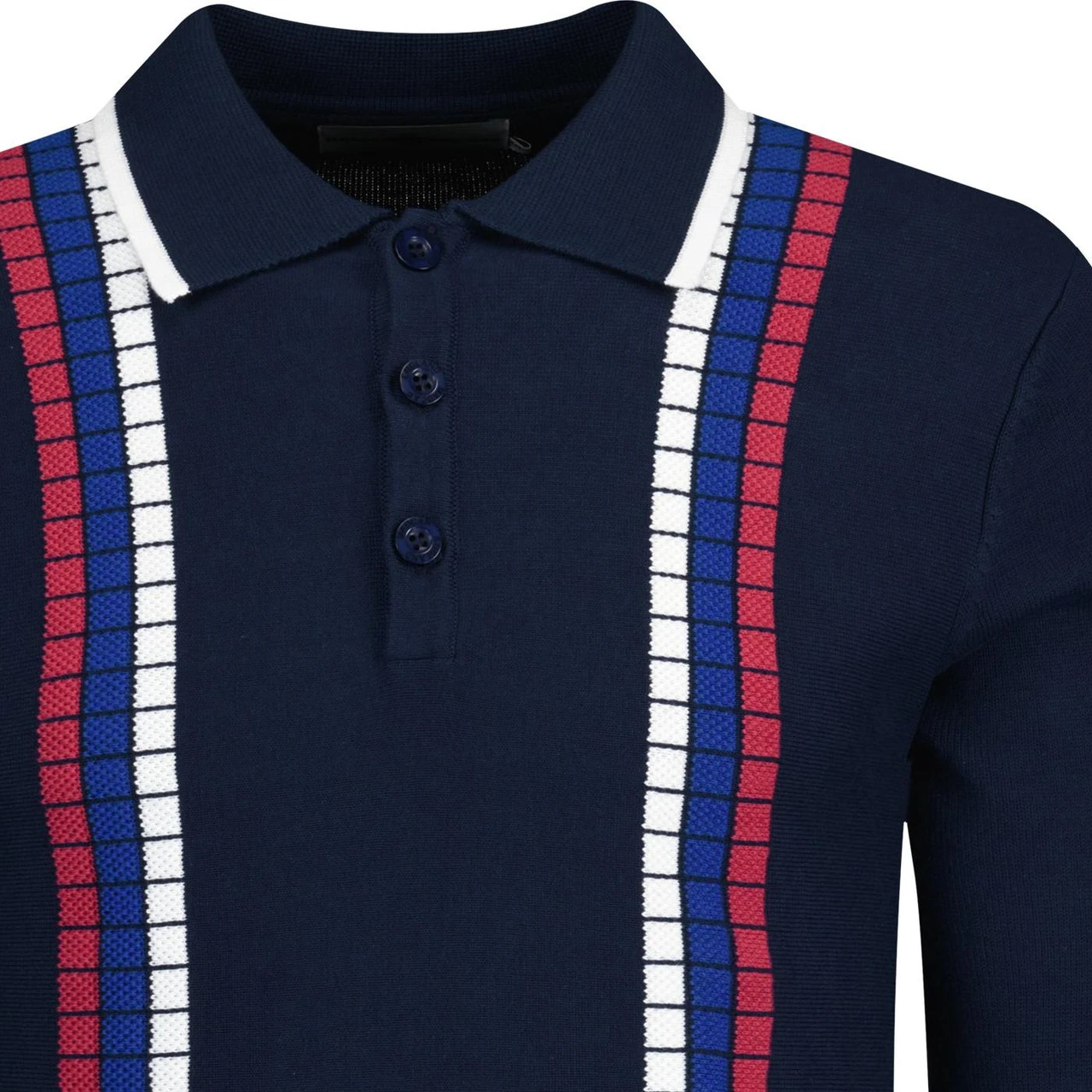Zodiac Raised Stripe Knit Polo NAVY - Image 4