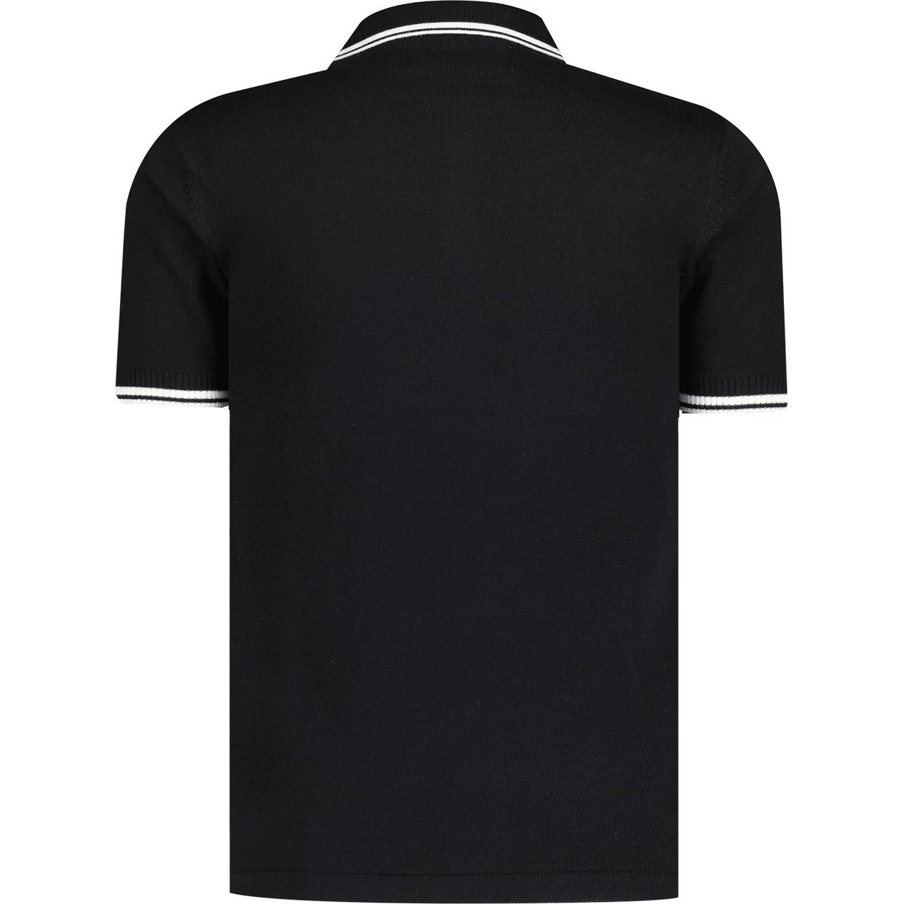 Empire Mod Big Collar Popcorn Waffle Polo In Black/Buckthorn - Image 6